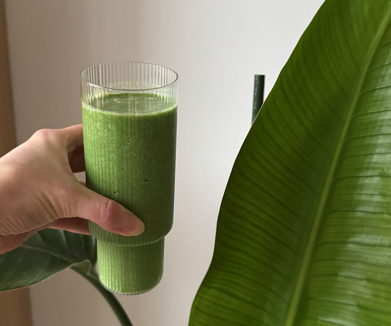 En hånd som holder et glass vann